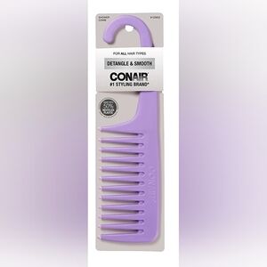Conair Purple Wide-Tooth Shower Comb with Hook Handle, Detangles – NWT/NIP